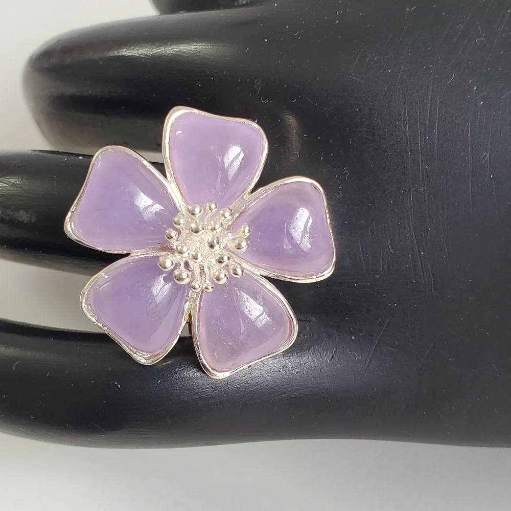 Sterling Silver 925 Jade FLOWER Ring